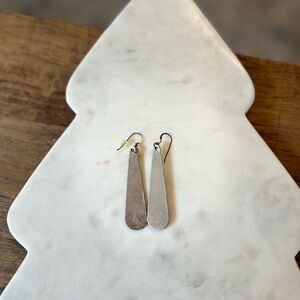 Nickel + Suede Elegant Silver Leather Elongated Teardrop Earrings